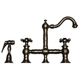 Vintage III 6.8" Two Handle Widespread Kitchen Faucet with Cross Handles and Side Spray Finish: Pewt
