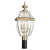 Polished Brass, 24''Height(61cm). Sea Gull Lighting 8239-02 Outdoor Post Mountアウトドアポストマウントガラスシェード [並