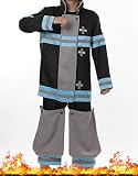 [SCLYX] 炎炎ノ消防隊 第8特殊消防隊コスプレ衣装 帽子付 第8特殊消防隊隊服 シンラ・クサカベ コスプレ オーバーオール 炎炎ノ消防隊コスプレ衣装 ハロウィンコスチューム 大人コスチューム メンズ 男性 イベント仮装 余興＃20133 (XXL)