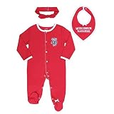 University of Wisconsinベビー女の子3パック、Footie、バンダナよだれかけとヘアバンドセット レッド