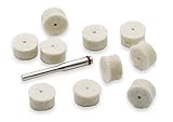 1/2" Inch Wool Felt Buffing and Polishing Wheel Set - 10 Piece Kit 1/2" Inch Mandrel - For Rotary To