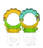 Baby Fresh Food Feeder With Rattle Silicone 2 PCS. Teething Toy Nibbler Pacifier For Safe Infant Fee