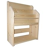 Make Woood シンプルな絵本棚 キッズブックシェルフ【完成品】ハンドメイド 木の香りと温かみのある雰囲気 ナチュラル 素材 スリム 54cm スロープのカットを一新 おしゃれな デザイン Bタイプ (ICO-BKSF/W54B)