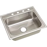 Elkay DPC125223 20 Gauge Stainless Steel Single Bowl Top Mount Kitchen Sink with 3 1/2 Centered Drai