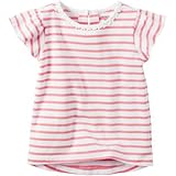 カーターズ Carter's/ フラッタースリーブストライプティ ピンク トップス半袖Tシャツ 12ヶ月【並行輸入】