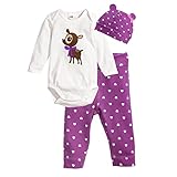 【ノーブランド品】キッズ　女の子　男の子　可愛い　コットン　ロンパース　衣装　スリーピース　スーツ　帽子　ロンパー　パンツ　全3サイズ5パタン - 鹿, 90センチメートル