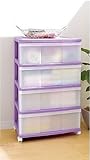 チェスト タンス ワイドチェスト バイオレット ４段 送料無料