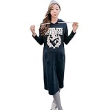 EmmaBasicGrow 授乳服 長袖 体型カバー カジュアル ロング トレーナー ワンピース トップス トップス 部屋着 tシャツ クルーネック 暖かい チュニック 産後 授乳口 可愛い 秋冬物