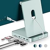 USB C ハブ for iMac 24インチ 2021/2023、ミニソプル USB ハブ アダプター M.2 NVMe SSD 7 in 1 ドッキング ステーション対応 iMac アクセサリ USB C 10Gbps、USB A 3.2、SD/TF カード リーダー、M.2 SSD (別売り)、 緑。