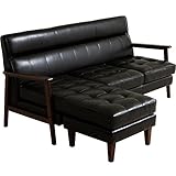 ソファ ソファー カウチソファ ベンチソファ 3人掛け 木製フレーム ヴィンテージ風 レザー ダークブラウン