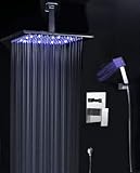 Yanksmartラグジュアリーバスルーム10 " LED雨シャワー蛇口ヘッドセットクローム天井インストールyf-618