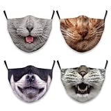 [SALUDABLE] マスク 4枚セット 猫 犬 おもしろ雑貨 変装 動物 コスプレ アニマル グッズ (セット①)
