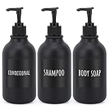 Segbeauty シャンプーボトル ディスペンサー 黒色 3本セット 500ml 大容量 ブラック 丸形 漏れ防止 詰め替えボトル おしゃれ 浴室 洗面所 消毒液 洗濯洗剤 化粧水 アルコール