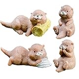 マイクロ風景 カワウソ リトルオッター 可愛い diy クラフト デコレーション ガーデン 盆栽 ドールハウス 4個セット