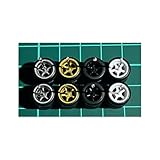 1/64 カスタム ホイール ４台分 5本スポーク シルバー＆ゴールド＆ブラック＆ホワイト AH0006 約10.8ミリ ミニカー等 [並行輸入品]