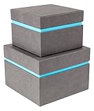 Bigsobox ALVA デザイン収納ボックス 2個セット/フローティング蓋(グレー/ブルー) 7932-49/A77/541/582