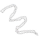 PandaHall Elite 1m/連 5連セット ラウンド ガラス パール ビーズ チェーン 手作りチェーン リング DIY 装飾 鉄製 プラチナ 鎖 6mm直径 アイボリー