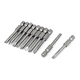 uxcell　マイナスドライバービット　金属　79g　ストレート　磁気　グレー　50mm　6.3mm