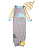 スリーパー　ベビースリーパー　2点セット　帽子付き　ストランプ　热气球　幼児ロンパース　新生児カバーオール　ベビーブランケット　おくるみ　赤ちゃんパジャマ ギフト 出産祝い (イエロー)