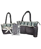 Babyboom Stripes 5-Piece Diaper Bag Set - gray/off white one size [並行輸入品]