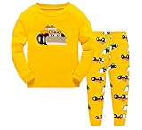 Gold treasure綿100%子供パジャマ長袖 キッズ 漫画のブルドーザー寝間着2-7歳 (110cm(5歳))