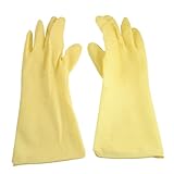 uxcell クリーンラテックス手袋　手袋　ユニセックス　ノンスリップ　防食　イエロー　ペア入