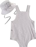 [Vaenait Baby]100%綿ベビー服ガールズロンパース肌着ボディスーツカバーオール帽子付きApron Grey S