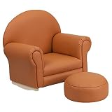 Flash Furniture Kids Brown Vinyl Rocker Chair and Footrest [並行輸入品]