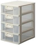 サンコープラスチック 小物収納4段 ロッキー 幅28.4×奥36.1×高46cm ベージュ