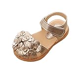 C-Weiwei ガールズ サンダル キッズ 女の子 マジックテープ 女児用 フラワー花飾り シューズ 夏物 ビーチサンダル ビーサン kids 靴 (17.5cm, Cゴールド)