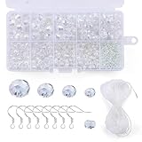 HappyHome ビーズ クリスタル 2mm 4mm 6mm 8mm 10mm 手芸 アクセサリー パーツ ハンドメイド ブレスレット 手作りアクセサリー 手芸 DIY ピアスフック ワイヤーセット