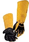 BSX ビーエスエックス プレミアム グレイン ピッグスキン （豚表革） / カウハイド （牛革) ロングカフ （肘丈） Stick 溶接用 グローブ (L)