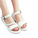 サンダル オープントゥ シンプル　レディース シューズ　歩きやすい　通学 (37（23.5cm）, ホワイト) [並行輸入品]