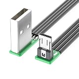 ezgbofg 5-200cm 90度USB 2.0 - USB 5ピン下向き曲げフラットコードシリコンケーブル スマートフォン タブレット 5V2A充電用(2m、USB左)