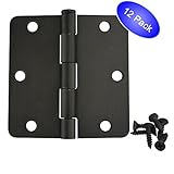 Cosmas Oil Rubbed Bronze Door Hinge 3.5" Inch x 3.5" Inch with 1/4" Inch Radius Corners - 12 Pack [並