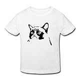 星 ２～６歳子供 半袖 男の子 女の子 猫柄 ペット 可愛い 黒白 オリジナル ティー Tシャツ White 5-6 Toddler