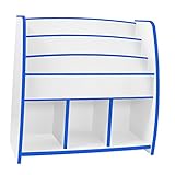 【キッズ収納】収納付き こども用 絵本棚 EVAやわらか素材使用 安全設計 完成品 日本製 マガジンラック (ワイド, ブルー)