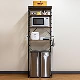 ottostyle.jp キッチンラック ゴミ箱 スリム ゴミ箱上 レンジ台 レンジラック 収納 電子レンジ 炊飯器 スライド棚 可動棚 サイドハンガー 収納棚 棚 レンジボード キッチンボード 引き出せるトレー [幅50] [ビーチ×ホワイトフレーム]