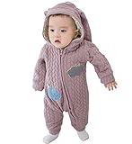 YY-Shop ベビー服 ロンパース フード付き 女の子 新生児 ボディースーツ 男の子 赤ちゃん 出産祝い カバーオール かわいい ベビースーツ 長袖 秋冬 暖かい (80, 1ピンク)