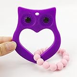 シリコン製 歯がため ふくろう ブレスレット 歯固め授乳ジュエリー 赤ちゃんのおもちゃ チュアブル オーガニック ソフト[BPAフリー][FDA認可済]安全 無味 パープル
