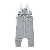 ベビーロンパースHosam 子供服 赤ちゃん 男の子 女の子 ウサギ コスチューム Halloween 変身 可愛い 柔らかい 秋冬衣装　室内 子供の誕生日プレゼント　出産お祝い (100)