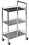 ワゴン TGW-02 グラスワゴン四角 クローム 幅30 奥行45 高さ75 黒 ミスト キャスター 強化ガラス サイドワゴン キッチン ディスプレイ 収納 ガラス製 キャスター付き K-S3 (ブラック)