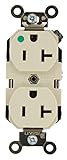 Leviton 8300-T 20-Amp, 125-Volt, Extra Heavy Duty Hospital Grade, Duplex Receptacle, Straight Blade,
