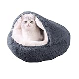 DICOCO 猫 ベッド 犬 ベッド 冬ドーム ペットベッド ペットクッション 暖かい 滑り止め 洗える ふわふわ 柔らかい 犬猫兼用 貝殻型 室内用 ペットベッド ドーム 犬 猫用 ダークグレー 65cm