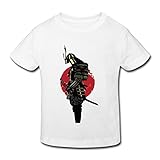 星 ２～６歳子供 男女兼用 半袖 ティー Tシャツ 日本 武士道 剣 忍 White 5-6 Toddler