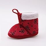 Tovadoo ベビーシューズ スノーブーツ 雪柄 紐靴 クリスマス 多色 女の子 歩行練習用 つま先保護 暖かい ソフト キュート カジュアル 保育園 旅行