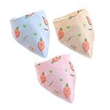 Simple Plan ベビー　子供用　かわいい 立体モティーフ　三角　バンダナ型　よだれかけ　スタイ　ビブ　3枚セット　100%綿製　2段階スナップボタン　サイズ調整可能　2層タイプ (にんじん)