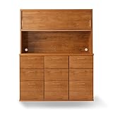 LOWYA （ロウヤ） 〈国産〉食器棚 キッチン収納 木目調 選べる10タイプ 広々スペース 大容量収納 蒸気吸収モイス 可動棚 アンティーク風 タイプB+B+B 幅144cm ナチュラル おしゃれ