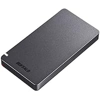 BUFFALO USB3.2Gen2 外付SSD 240GB 名刺サイズ 日本製 耐衝撃・コネクター保護機構 ブラック SSD-PGM240U3-B/N