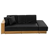 リクライニングソファ ベッド フロアソファ ローチェア 収納付き オットマン付き [ソフトレザー] ブラック